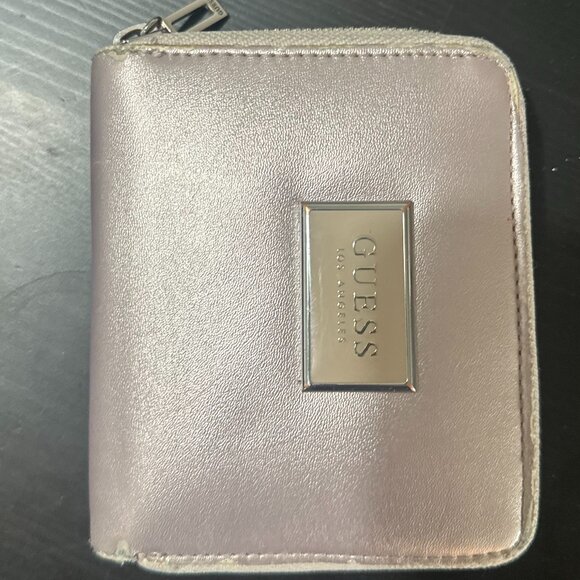 GUESS Blush Pink Shimmer Zip-Around Wallet – Compact & Stylish - Picture 1 of 1